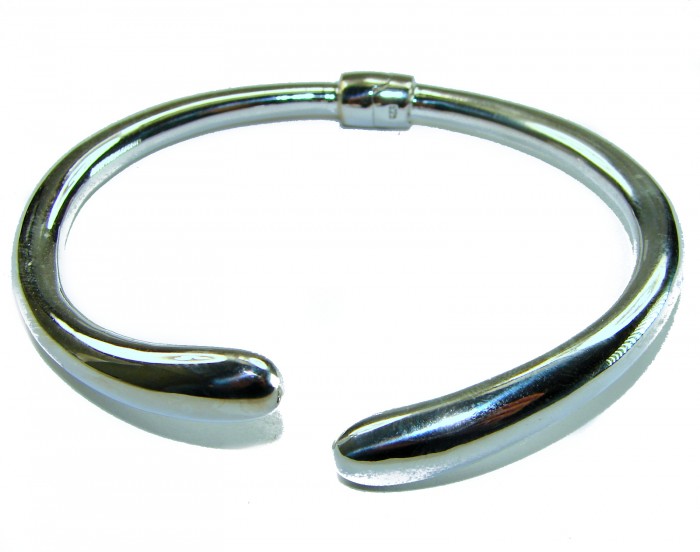 Fancy .925 Sterling Silver handcrafted Statement Italy made Bracelet / Cuff - .925 Sterling Silver bracelet, side view, Italian craftsmanship, open-ended.