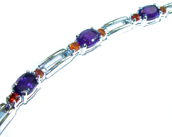 Dolce Vita - Precious Natural 22.5 carat Amethyst .925 Sterling Silver handcrafted bracelet - Side view of Dolce Vita Amethyst bracelet in .925 sterling silver