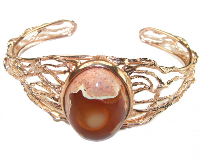 Authentic Mexican Opal handmade 14K Rose Gold over .925 Sterling Silver Bracelet / Cuff - photo 2