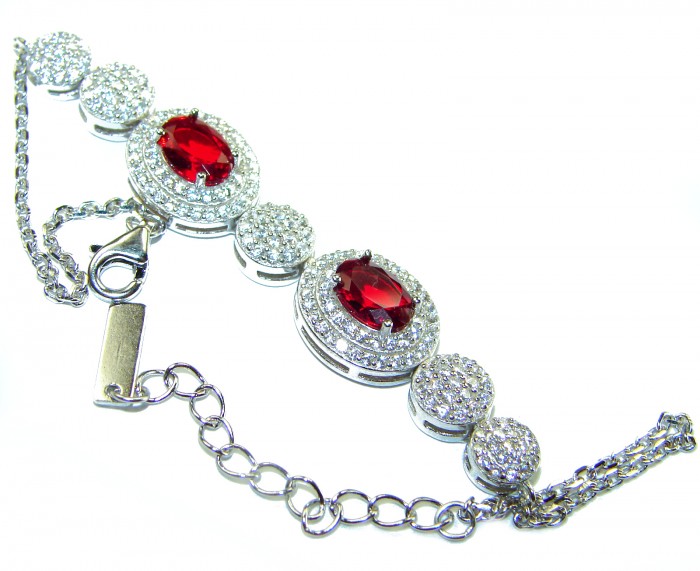 Alessia Watermelon Ruby .925 Sterling Silver handmade Bracelet - photo 1