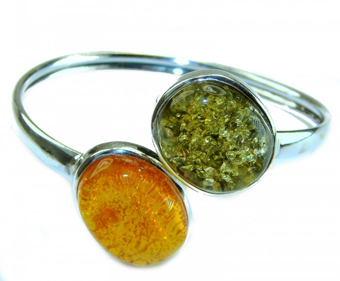 Stylish two colors Genuine Baltic Amber .925 Sterling Silver handamde Bracelet - photo 3