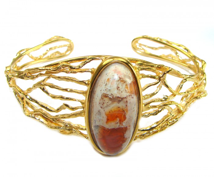 Authentic Mexican Opal handmade 14K Gold over .925 Sterling Silver Bracelet / Cuff - photo 3