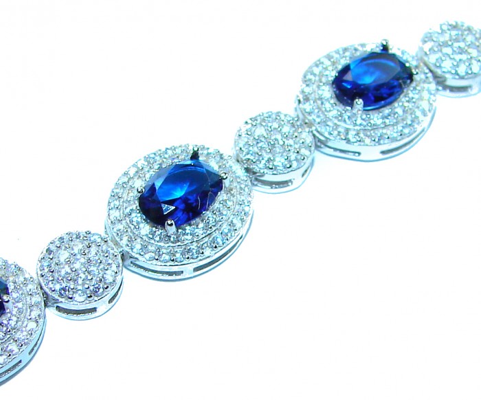 Luxurious 11.4 carat Sapphire .925 Sterling Silver handcrafted Bracelet - photo 1