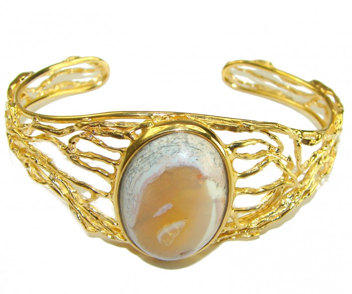Authentic Mexican Opal handmade 14K Gold over .925 Sterling Silver Bracelet / Cuff - photo 3