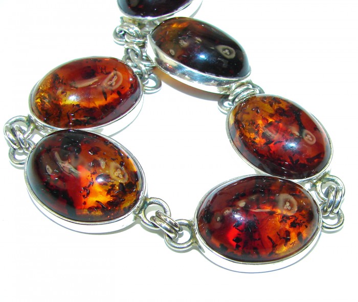 HUGE Beautiful Amber .925 Sterling Silver handcrafted Bracelet - photo 2
