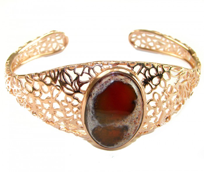 Authentic Mexican Opal handmade 14K Rose Gold over .925 Sterling Silver Bracelet / Cuff - photo 1