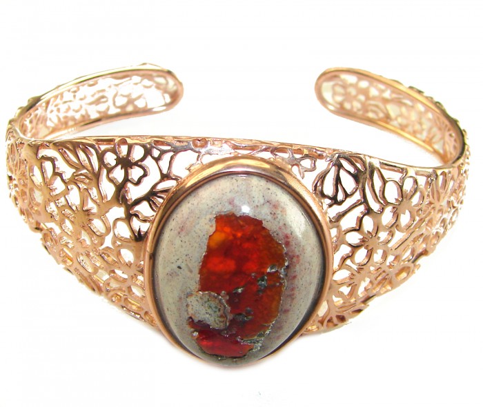 Dolce Vita Authentic 28.5 carat Mexican Opal handmade 14K Rose Gold over .925 Sterling Silver Bracelet / Cuff - photo 2