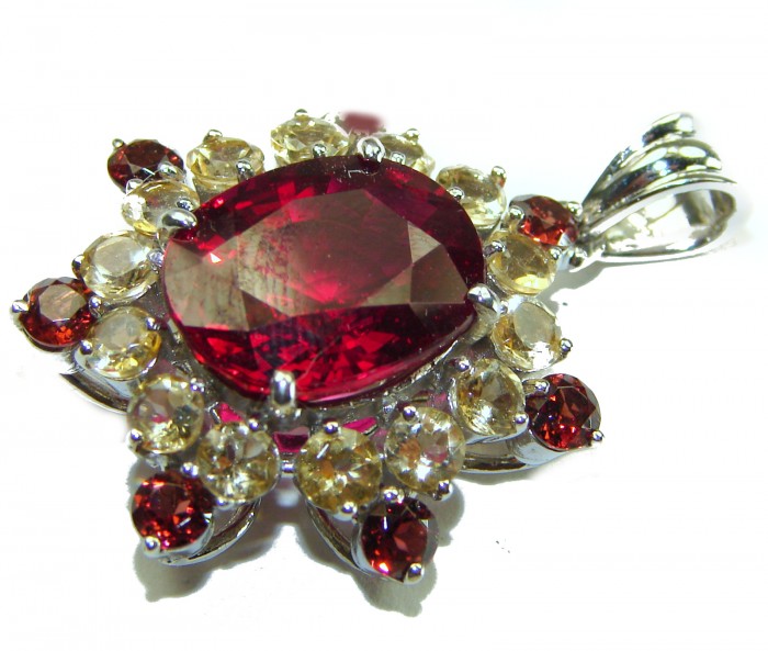 10.5 carat Red Topaz .925 Sterling Silver handmade pendant - photo 2