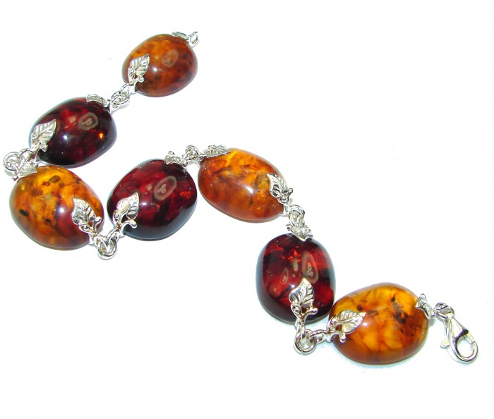Cognac Color Beautiful Amber .925 Sterling Silver handcrafted Bracelet - photo 1