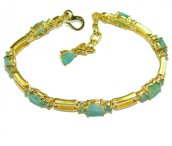 Timless Treasure 17.5 carat Colombian Emerald 14K Gold over .925 Sterling Silver handcrafted Bracelet - photo 2