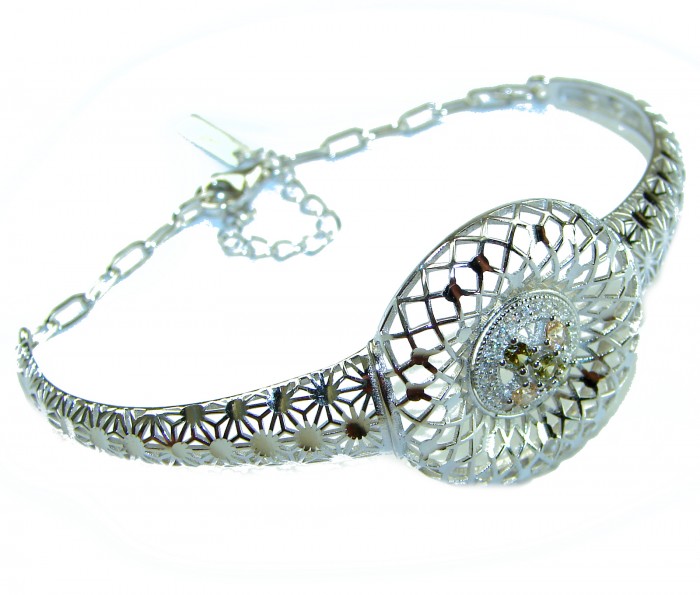 Casablanca - authentic 3.2 carat Tourmaline .925 Sterling Silver Bracelet - Side view of Casablanca bracelet, 3.2 ct tourmaline, .925 sterling silver