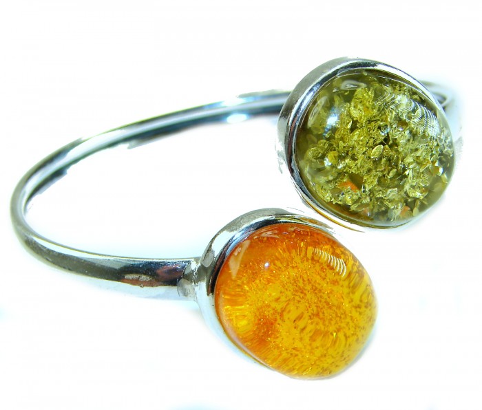 Stylish two colors Genuine Baltic Amber .925 Sterling Silver handamde Bracelet - photo 2