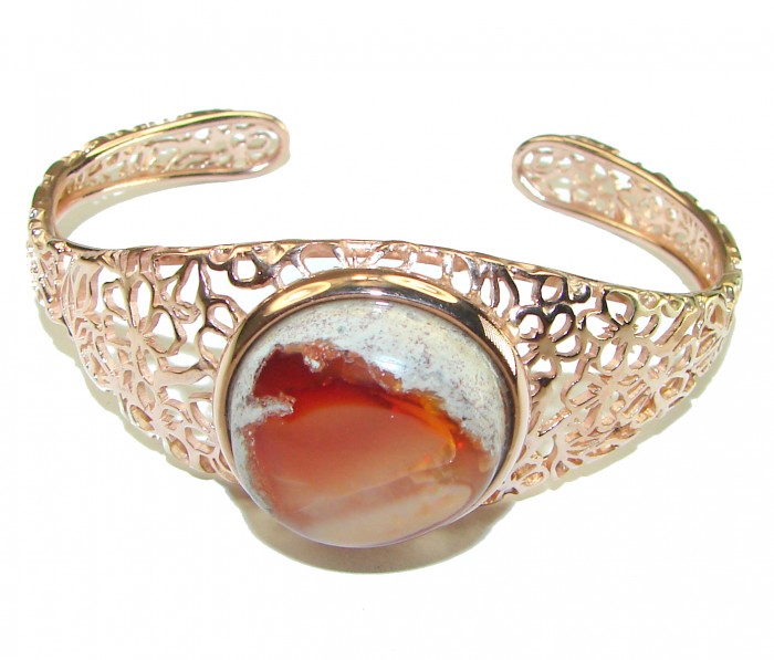 Arizona Sunset Mexican Opal handmade 14K Rose Gold over .925 Sterling Silver Bracelet / Cuff - photo 3