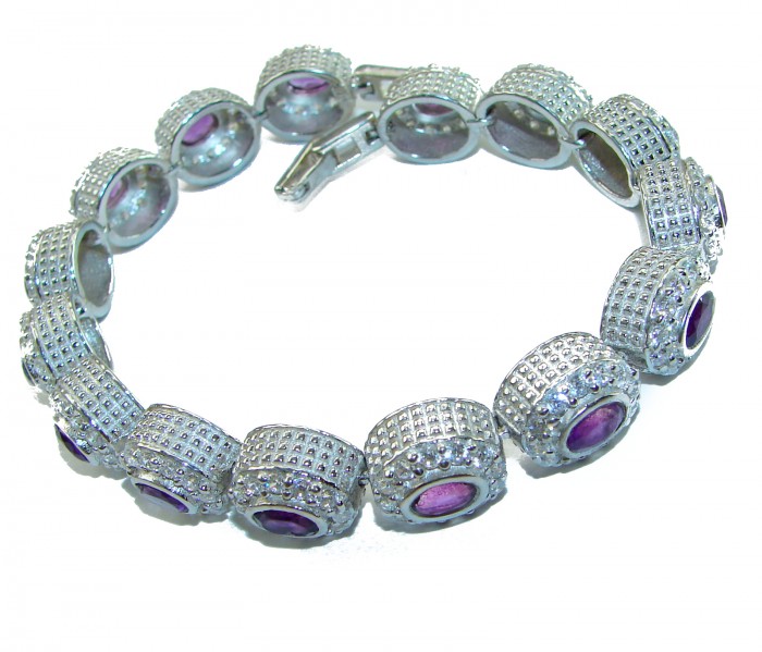 Purple Treasure 49.9 carat Authentic Amethyst .925 Sterling Silver handcrafted Bracelet - photo 2