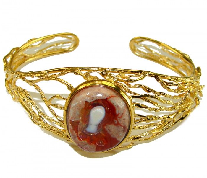 Authentic Mexican Opal handmade 14K Gold over .925 Sterling Silver Bracelet / Cuff - photo 1
