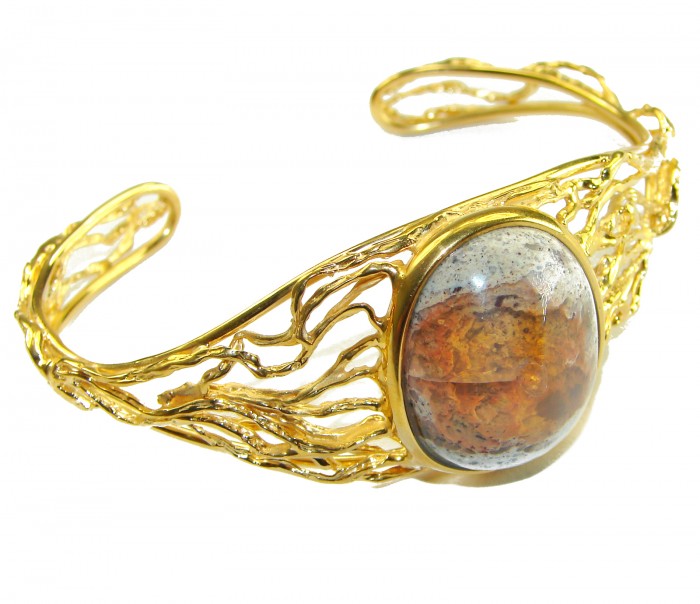 Authentic Mexican Opal handmade 14K Rose Gold over .925 Sterling Silver Bracelet / Cuff - photo 3