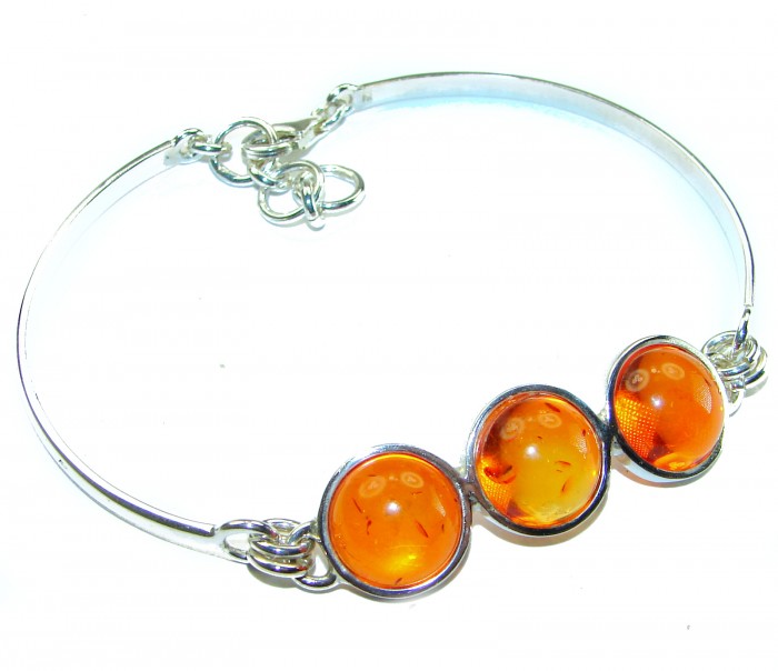 Excellent Baltic Amber .925 Sterling Silver entirely handcrafted Bracelet - photo 3