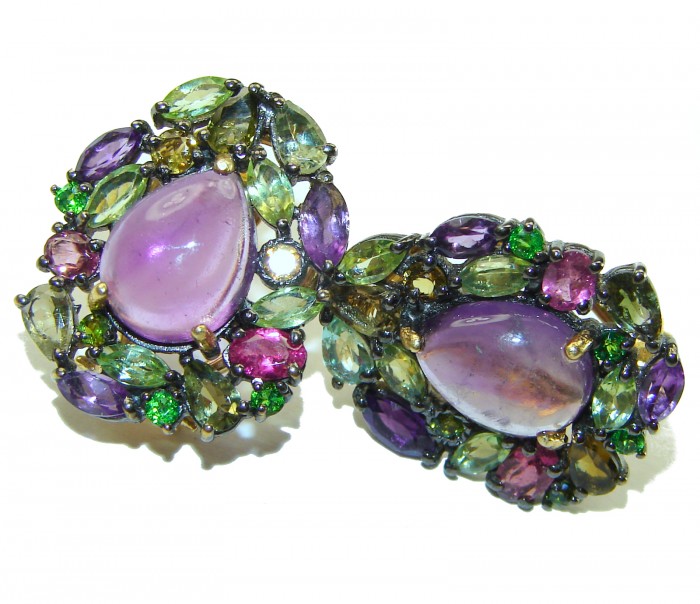 Abundance of Blessings 11.8 carat authentic Amethyst 14K Gold over .925 Sterling Silver handcrafted earrings - photo 3