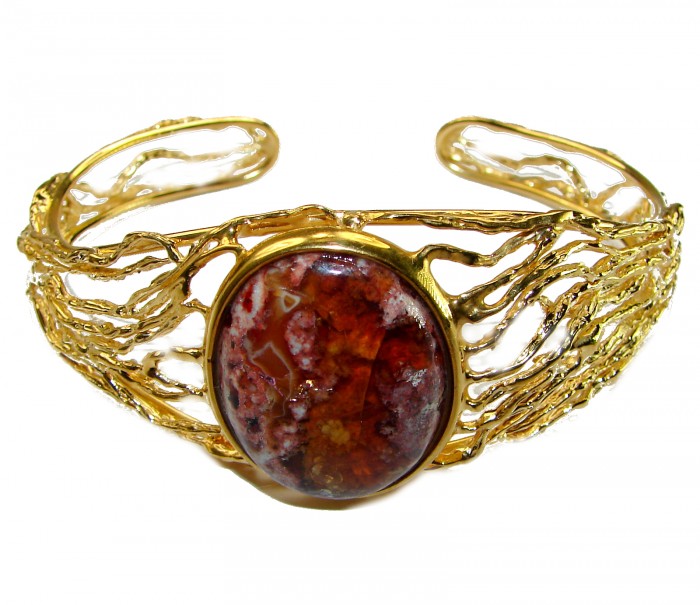 Authentic Mexican Opal handmade 14K Gold over .925 Sterling Silver Bracelet / Cuff - photo 3