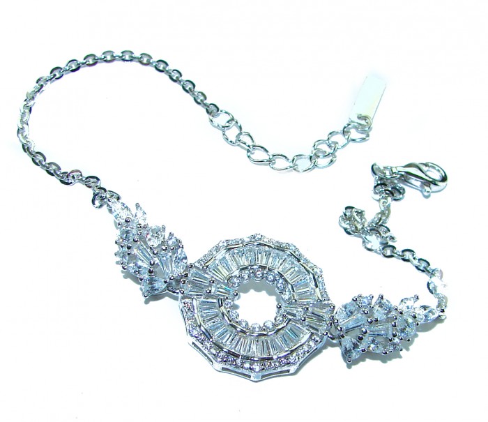 Art Deco - Luxurious natural 22.5 carat White Topaz .925 Sterling Silver Perfectly handcrafted Bracelet - Art Deco white topaz bracelet with clasp detail, .925 silver.