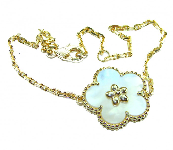 Fantastic Blister Pearl 14K Gold over .925 Silver handmade Bracelet - Gold and pearl flower bracelet with chain and clasp detail.