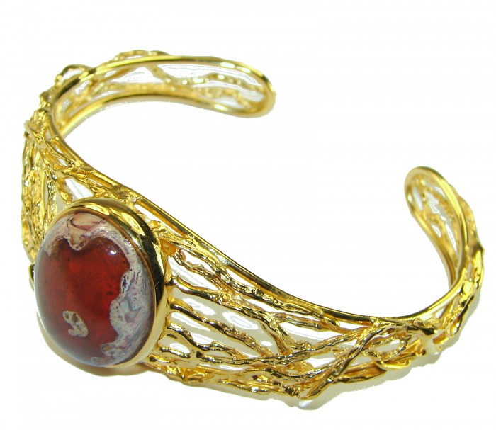 Arizona Sunset Mexican Opal handmade 14K Gold over .925 Sterling Silver Bracelet / Cuff - photo 1