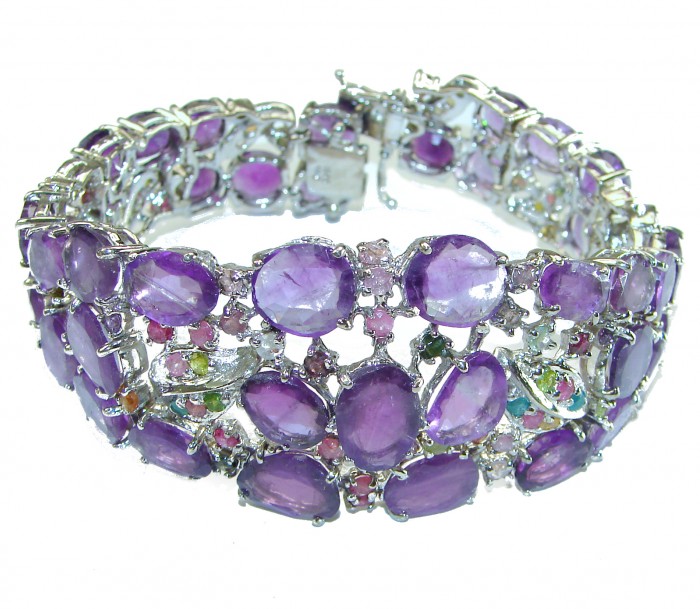 154 carat Truly Spectacular Amethyst .925 Sterling Silver handmade Statement Bracelet - photo 2