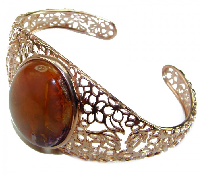 Authentic Mexican Opal handmade 14K Rose Gold over .925 Sterling Silver Bracelet / Cuff - photo 1