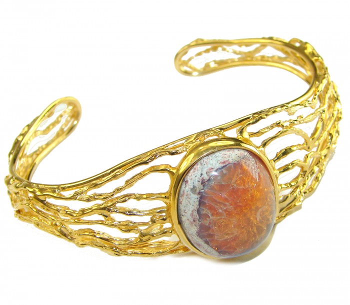 Authentic Mexican Opal handmade 14K Gold over .925 Sterling Silver Bracelet / Cuff - photo 3