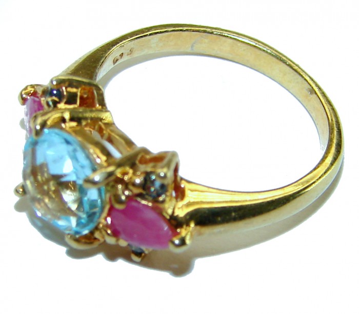 1.8 carat oval cut Blue Swiss Topaz .925 Sterling Silver handcrafted Ring size 5 - photo 1