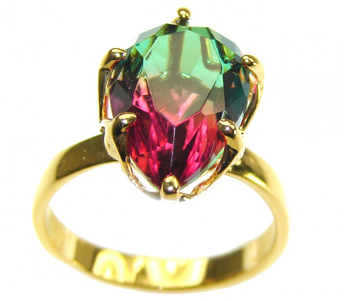 Brazilian Tourmaline 18K Gold over .925 Sterling Silver Perfectly handcrafted Ring s. 7 - photo 2