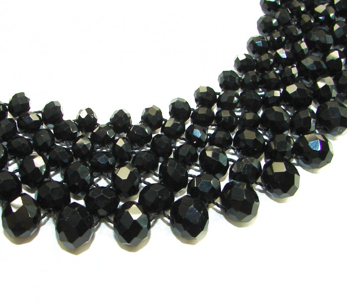 Rachel 250 carat Authentic Onyx .925 Sterling Silver handmade Necklace - Close-up of Rachel 250 carat onyx necklace.
