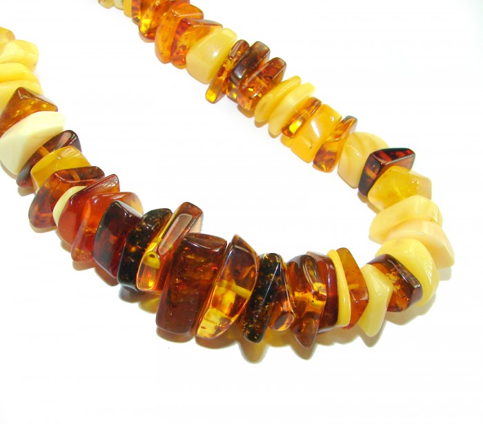 Dazzling vintage natural Baltic Amber butterscotch .925 Sterling Silver handcrafted Large necklace - photo 1