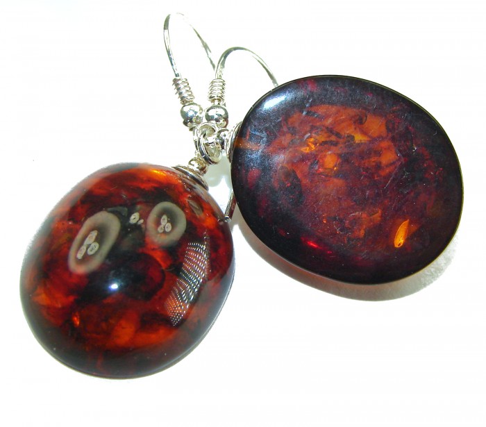 Baltic Polish Amber .925 Sterling Silver Earrings - photo 1