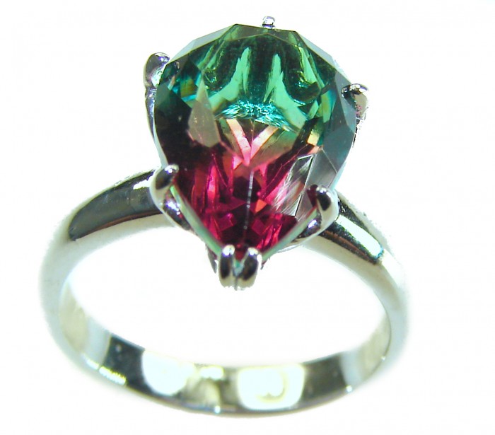 8.8 carat Brazilian Tourmaline .925 Sterling Silver Perfectly handcrafted Ring s. 7 1/4 - Close-up of 8.8 carat Brazilian Tourmaline ring in .925 sterling silver.