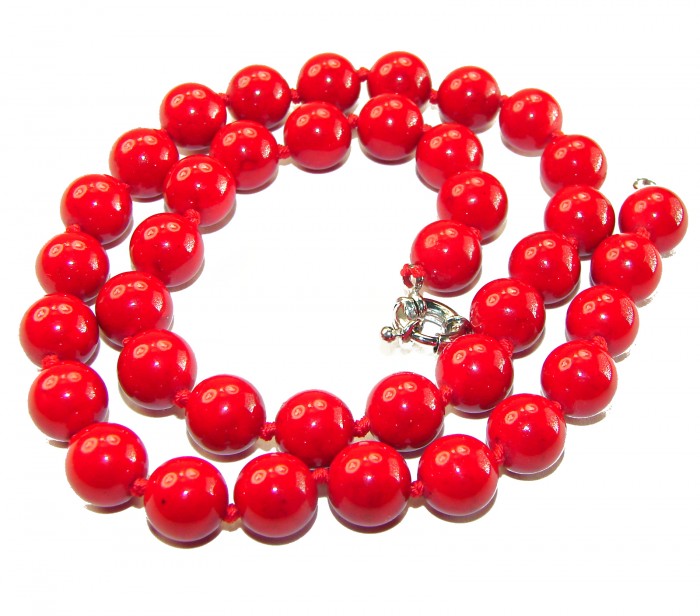 55.5 grams! Sublime Red Fossilized Coral Sterling Silver handmade Necklace - photo 3