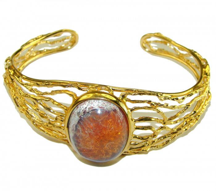 Authentic Mexican Opal handmade 14K Gold over .925 Sterling Silver Bracelet / Cuff - photo 2