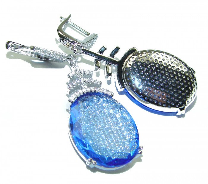 Endless Ocean natural Blue Topaz .925 Sterling Silver handcrafted earrings - photo 1