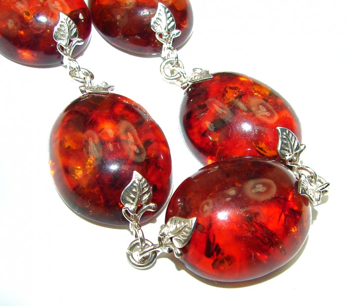 Cognac Color Beautiful Amber .925 Sterling Silver handcrafted Bracelet - photo 2