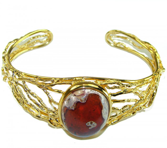 Arizona Sunset Mexican Opal handmade 14K Gold over .925 Sterling Silver Bracelet / Cuff - photo 2