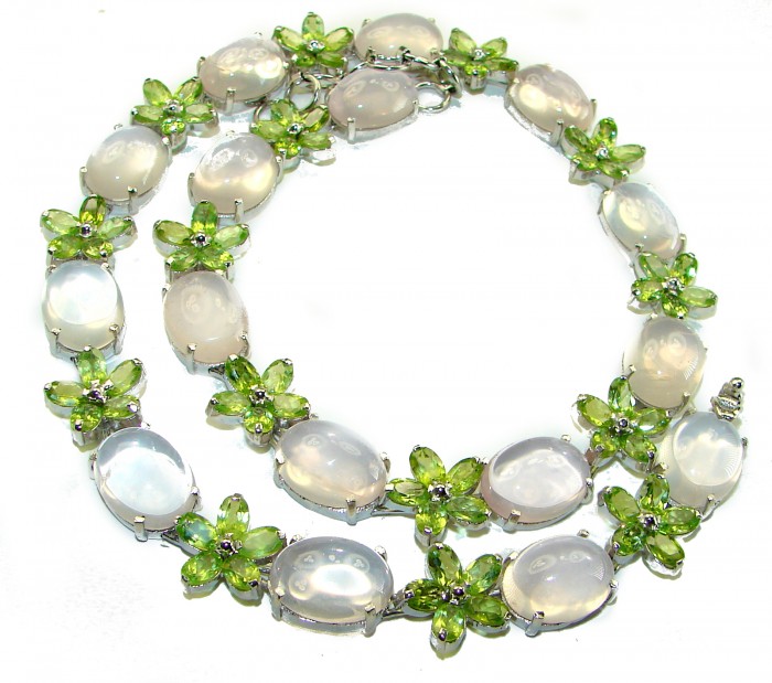 Outstanding 125.5 carat Brazilian Rose Quartz .925 Sterling Silver handcrafted Statement necklace - photo 3