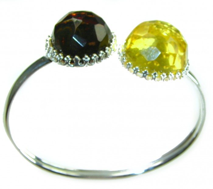 Luxurious Color-changing natural 19.9 carat faceted Baltic Amber .925 Sterling Silver handmade bangle Bracelet - photo 4