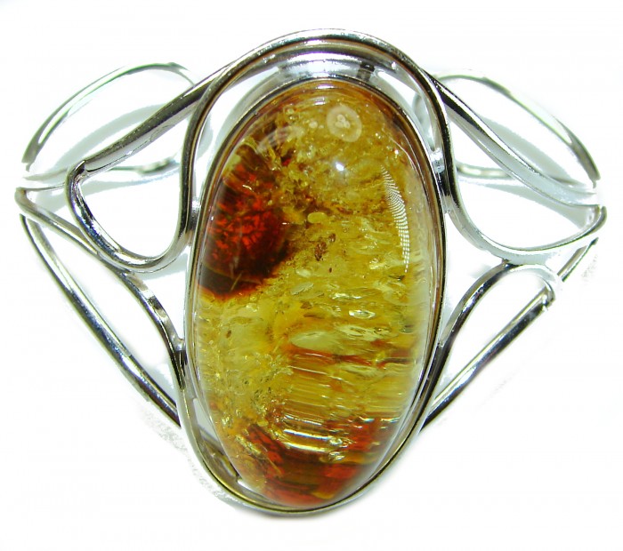 Modern Design Genuine AAAAA QUALITY Baltic Amber .925 Sterling Silver handamde Bracelet / Cuff - photo 3