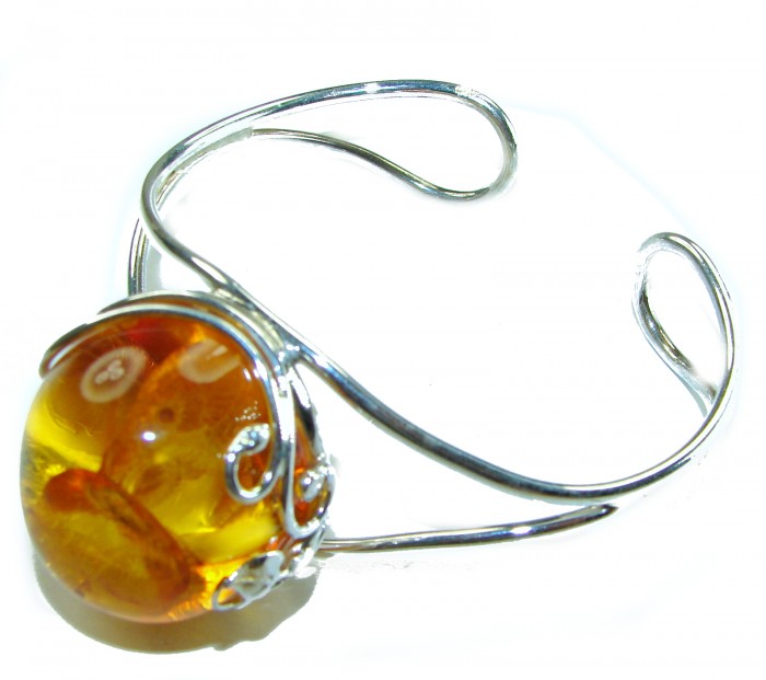 Classy Design Genuine the best QUALITY Baltic Amber .925 Sterling Silver handamde Bracelet / Cuff - photo 1