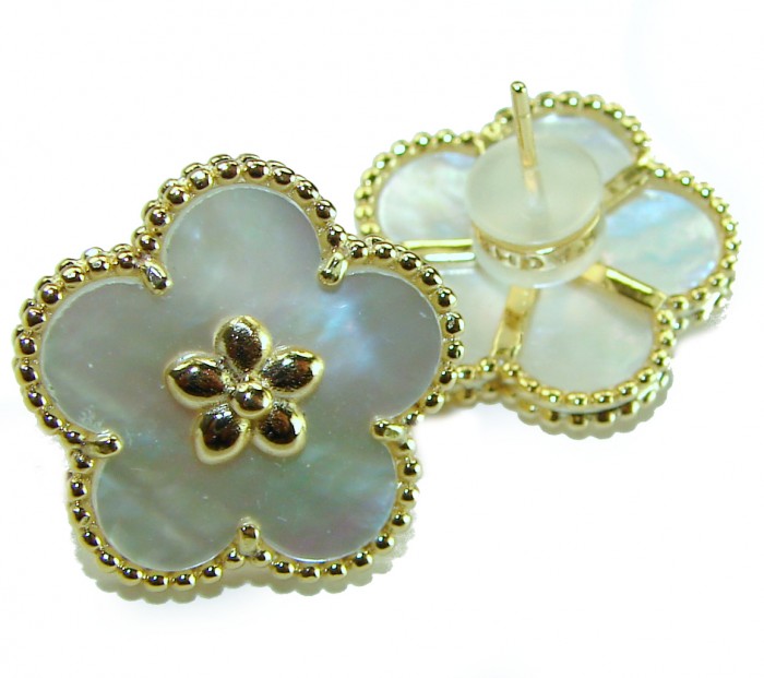 Genuine Blister Pearl 14K Gold over .925 Sterling Silver handcrafted Statement Earrings - photo 2