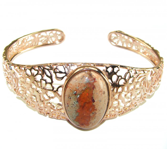 Authentic Mexican Opal handmade 14K Rose Gold over .925 Sterling Silver Bracelet / Cuff - photo 2