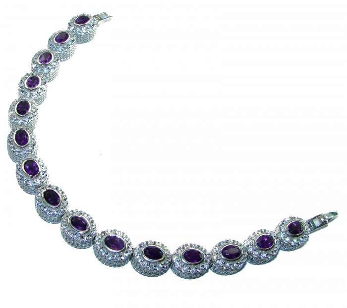 Purple Treasure 49.9 carat Authentic Amethyst .925 Sterling Silver handcrafted Bracelet - photo 3