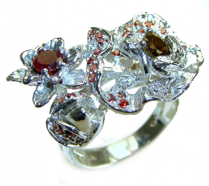 Floral design 11.8 carat Amethyst .925 Sterling Silver Handcrafted Ring size 9 1/4 - photo 3