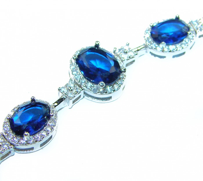 Luxurious 3.4 carat Sapphire .925 Sterling Silver handcrafted Bracelet - photo 1
