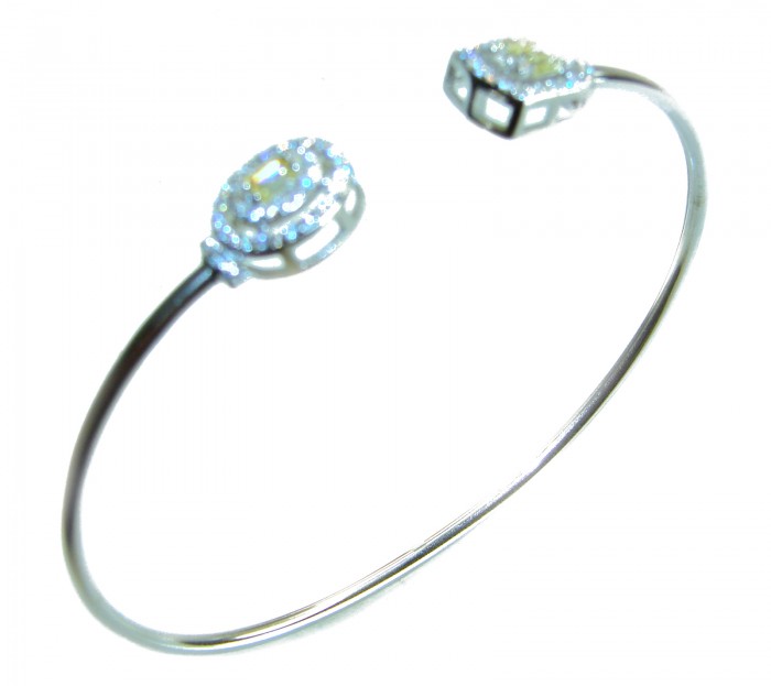 Precious Light Natural 5.2 carat White Topaz .925 Sterling Silver bracelet - Top view of white topaz bangle in .925 sterling silver.